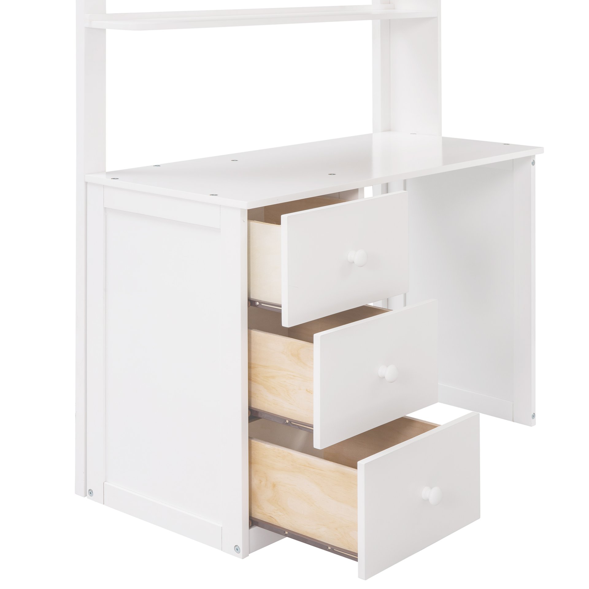 Twin Size Loft Bed With Drawers, Desk, And Wardrobe - White - Image 17