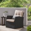St Marta - Single Sofa Outdoor Relaxation Rattan Iron Waterproof Fabric - Dark Brown - Image 4