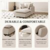Oversized Chaise Lounge Indoor Single Sofa Bed With Wide Seat, Upholstered Lazy Sleeper Armchair With Movable Ottoman Reading Couch Set - Beige - Image 5