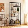 Modern Cube Storage Shelf With 4 Compartments & Metal Legs, Freestanding Organizer For Living Room, Bedroom, Home Office - Brushed Nickel - Image 2