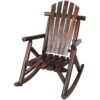 Wooden Porch Rocker Chair, Durable Wooden Porch Rocker Chair, Fir Log Rocking Chair, Patio Rockers For Outside, Garde - Brown - Image 5