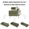 Modern Corduroy Sofa Bed, Foldable Double Sofa With Armrests - Green - Image 7