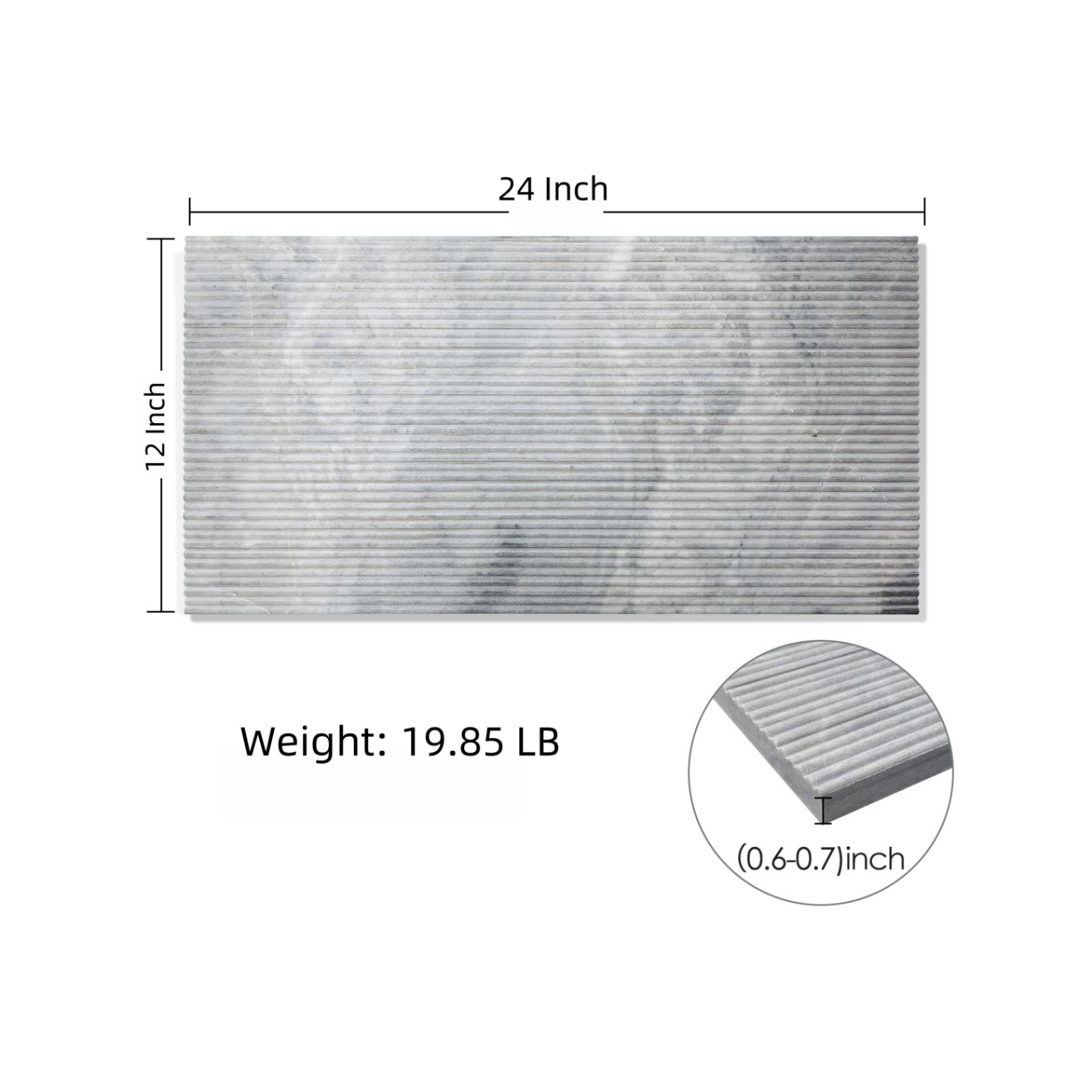 Carrara Marble Marble Marble For Wall Ol Textured 3D Fluted Marble Stone (Set of 4) - Gray - Image 3