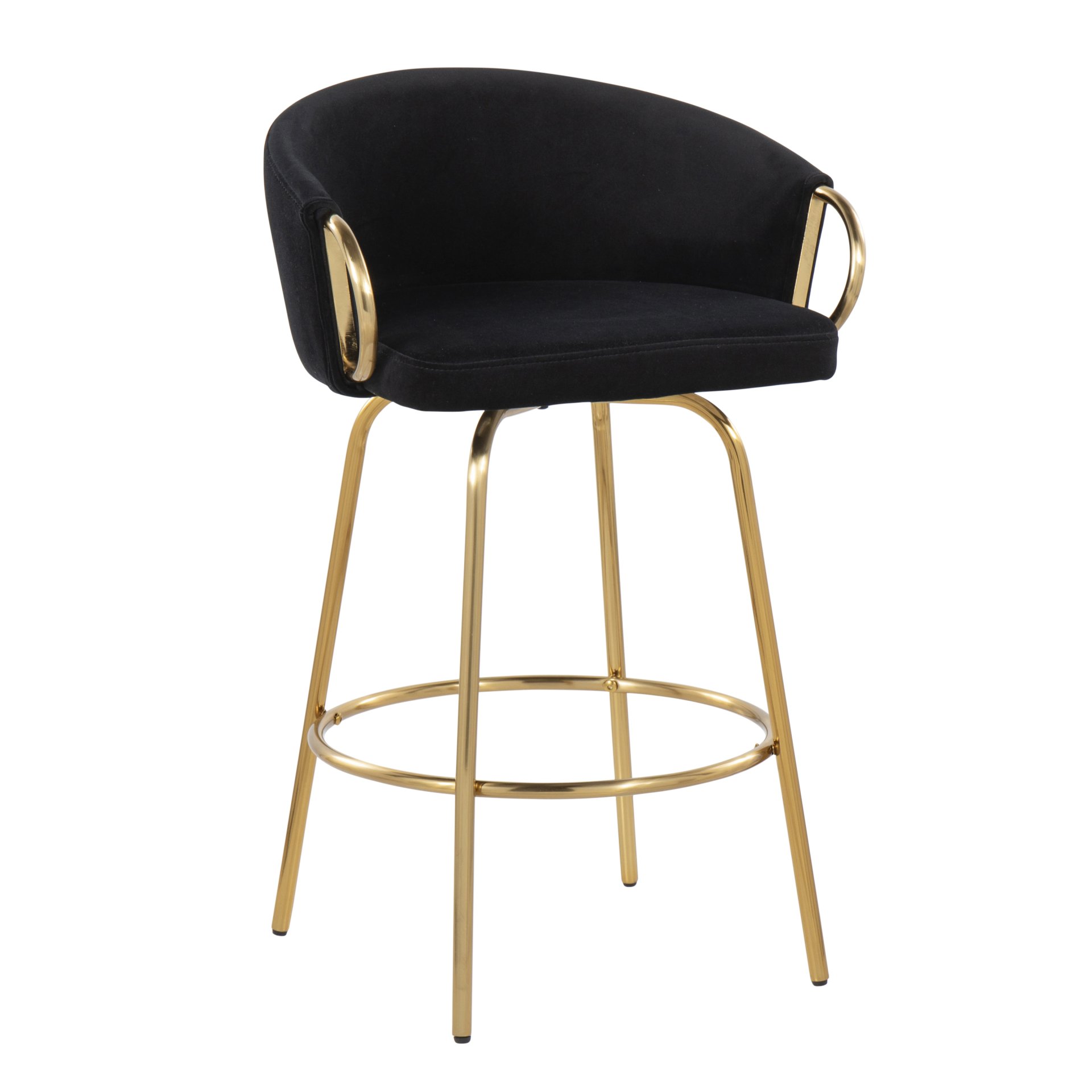 Claire - Contemporary / Glam Counter Stool (Set of 2) - Gold / Black - Image 2