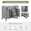 Bathroom Vanity Without Sink, Cabinet Base Only, Two Cabinets And Five Drawers, Solid Wood Frame - Gray - Image 2