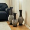 Desktop Vase, Classic And Neat Floor Vase, High Independent Flower Stand, Home Decoration Flower Stand (Set of 3) - Brown White - Image 10