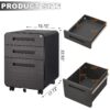 3 Drawer Mobile File Cabinet Under Desk Office, Simple Style Versatile Storage Cabinet, 5 Wheel Design Anti-Tilting Cold Rolled Steel Waterproof Moisture-Proof - Black - Image 22