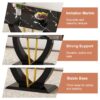 Modern Minimalist Luxurious Imitation Marble Dining Table Rectangular Office Desk With Tempered Glass - Black - Image 8