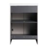 Modern Style Freestanding Bathroom Vanity With White Resin Sink & Soft Close Cabinet Doors - Khaki - Image 12