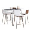 Marcel Mason - 5 Piece Swivel Contemporary Counter Height Dining Set - Chrome - Black / Walnut / White - Image 2