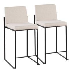 Fuji - Contemporary High Back Counter Stool (Set of 2) - Black / Beige