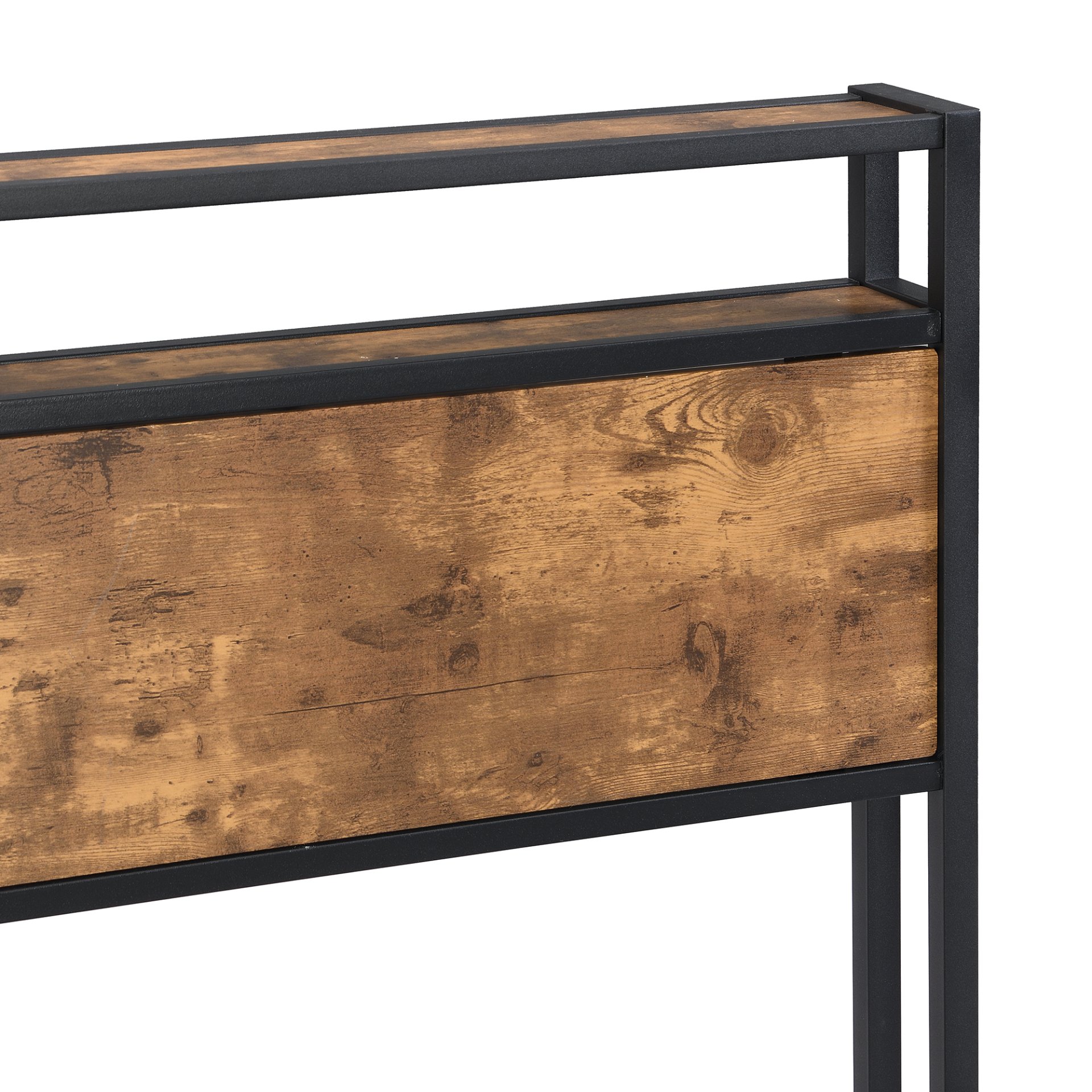 Full Size Metal Platform Bed Frame With Wooden Headboard And Footboard With USB Liner, No Box Spring Needed, Large Under Bed Storage - Brown - Image 9