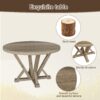 5 Pieces Table Set Round Dining Table Solid Wood Modern Farmhouse Rustic Look Distressed Look - Grayish Brown - Image 6