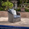Nimbus - Outdoor Swivel Club Chair With Rattan Wicker Cover - Brown / Navy Blue - Image 8