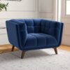 Addison - Velvet Lounge Chair - Dark Blue - Image 9