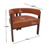 Modern Accent Chair Teddy Upholstered Armchair Open Back 3 Legs Barrel Dining Chair - Orange - Image 3