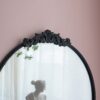 Classic Design Mirror With Round Shape And Baroque Inspired Frame For Bathroom, Entryway Console Lean Against Wall - Black - Image 7