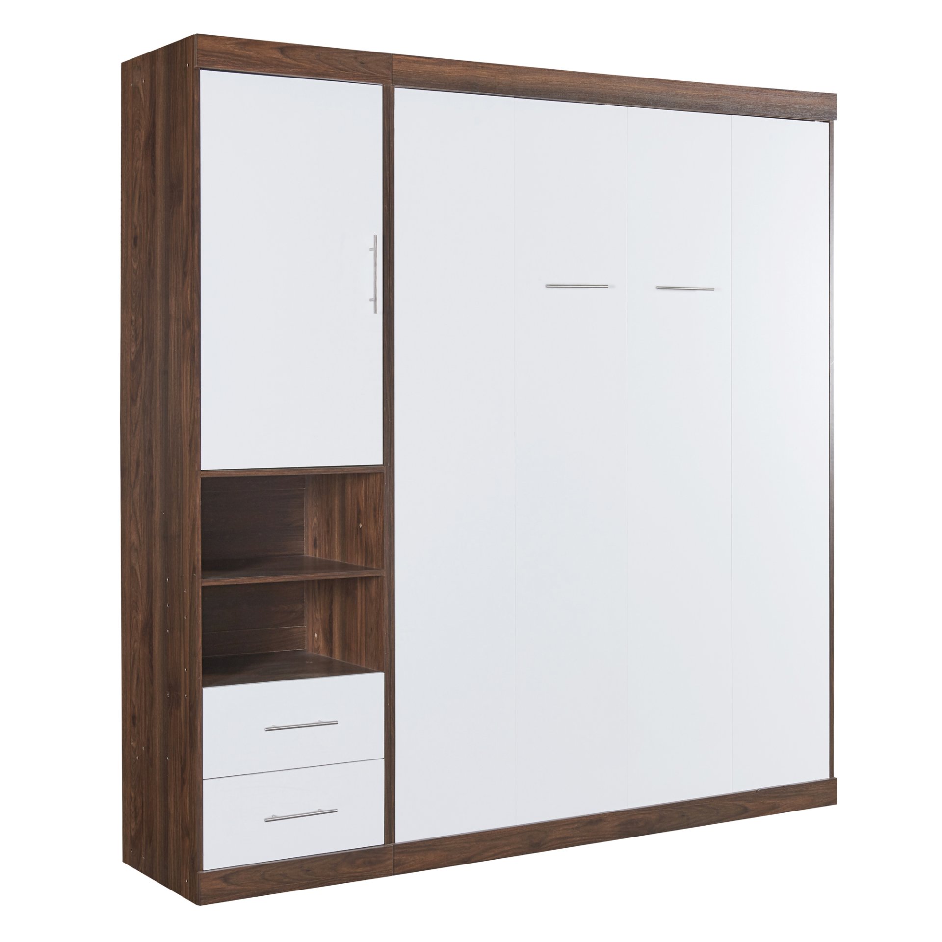 Full Size Murphy Wall Bed With Cabinet - White - Image 5