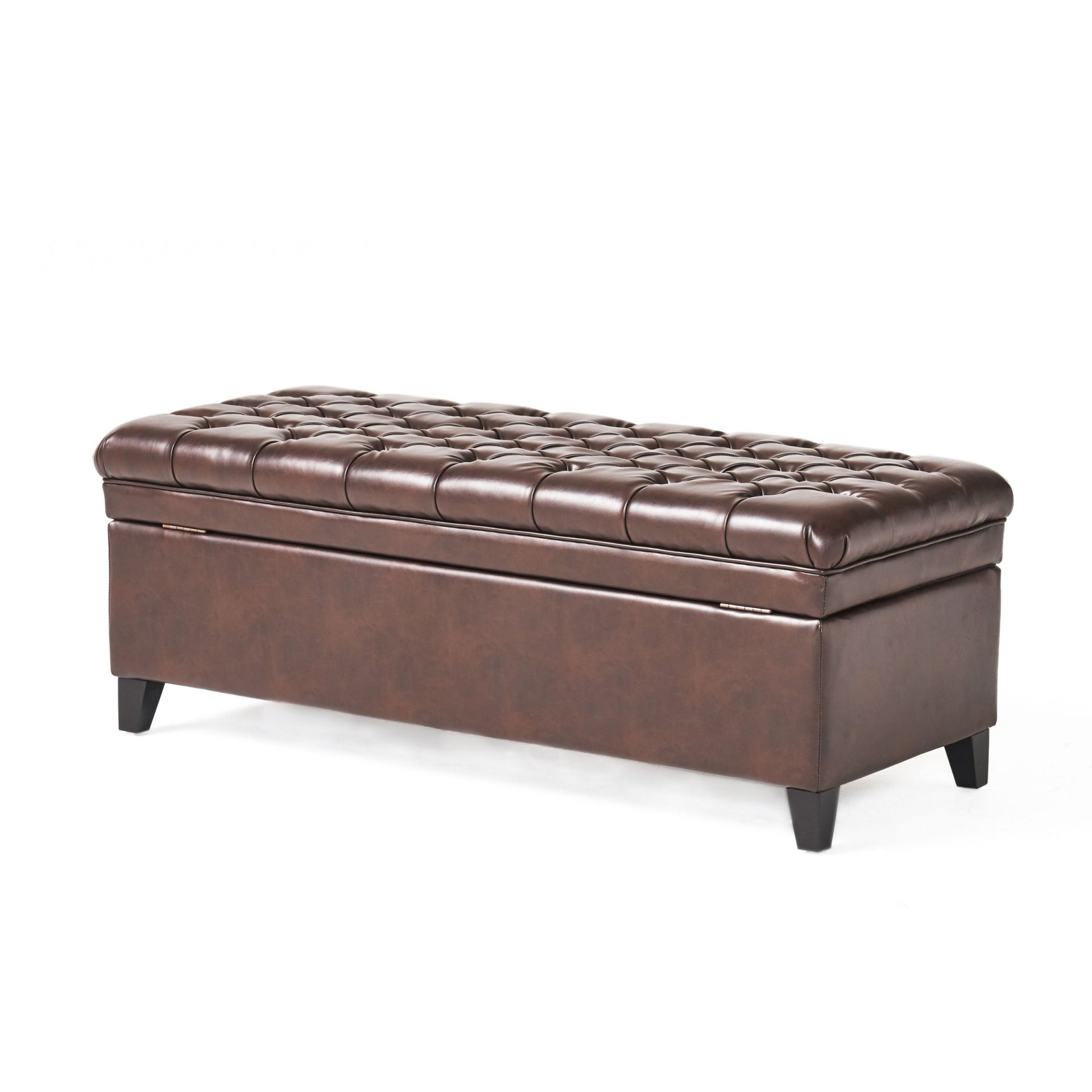 Cancia - Wide Tufted Rectangle Storage Ottoman - Brown - Image 12