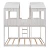 Full Over Full Bunk Bed With Roof, Window, Guardrail, Ladder - White - Image 4