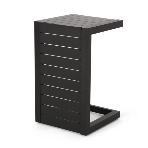 Aluminum Outdoor Side Table, C Shaped End Table, Outside Small Table For Patio - Black