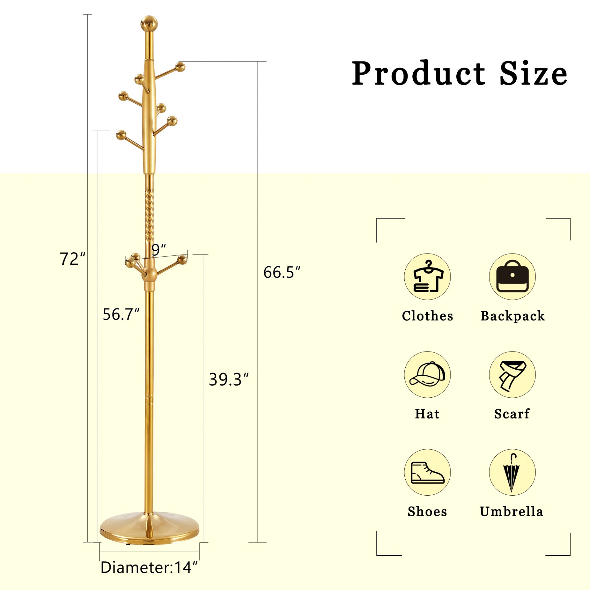 Modern Stainless Steel Spray Painted Hanger With Reinforcement 72" Raised Design Optional - Gold - Image 3