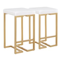 Midas - Contemporary / Glam Counter Stool (Set of 2) - Gold / White