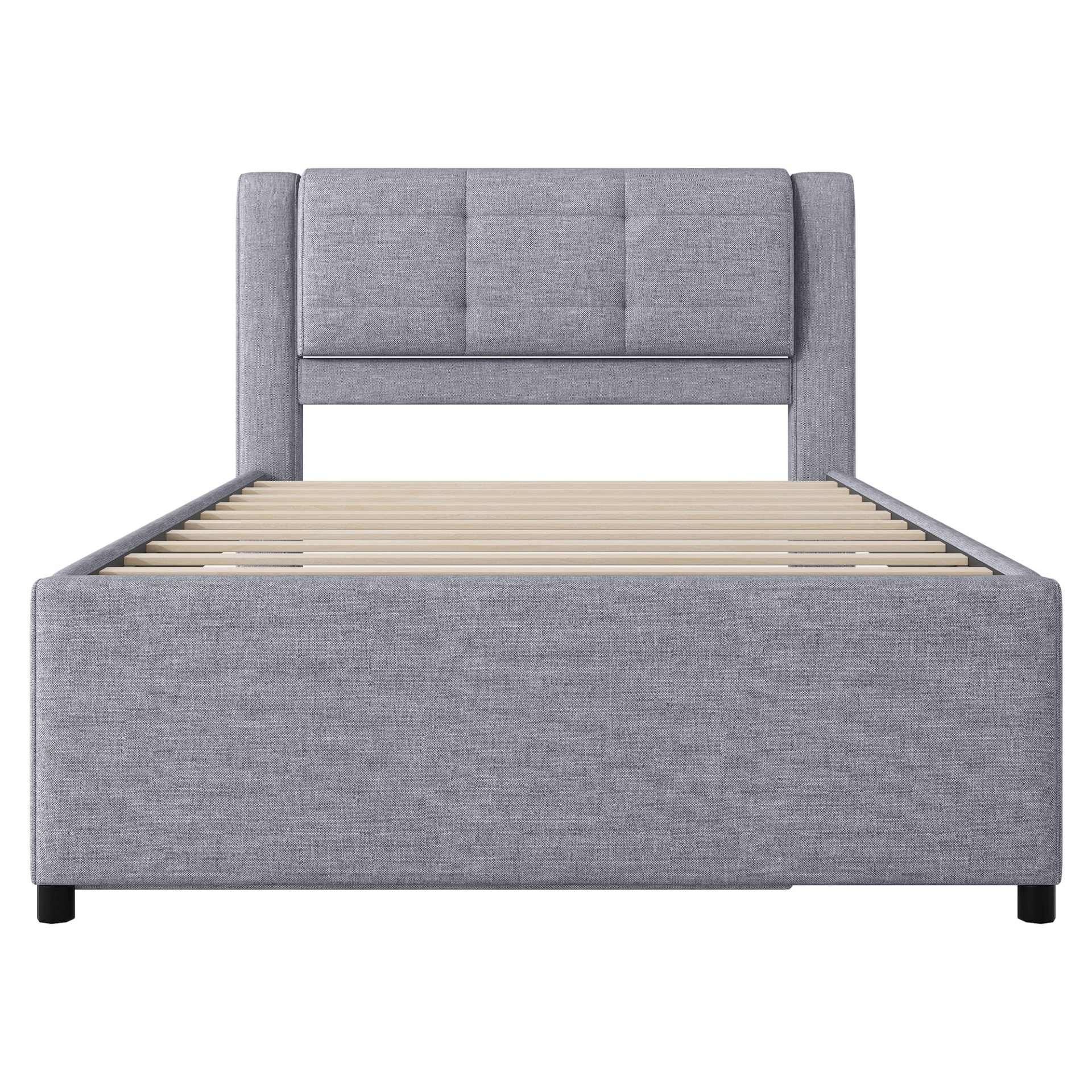 Full Size Upholstery Platform Bed With Trundle,Trundle Can Be Flat Or Erected - Gray - Image 9