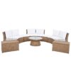 10 Piece Outdoor Sectional Half Round Patio Rattan Sofa Set, Wicker Conversation Furniture Set For Free Combination - White - Image 16