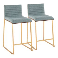 Mason Mara - Contemporary Fixed Height Counter Stool (Set of 2) - Gold / Walnut / Green