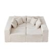 Corduroy Modular L Shaped Sectional Sofa, Luxury Floor Couch Set, 4 Piece Free Combination - Beige - Image 21