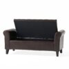 Hayes Contemporary Armed Storage Bench With Button Tufting - Brown - Image 9