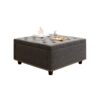 Massive Square Storage Bench, Footstool With 2 Storage Doors, Mid - Century Modern Coffee Table For Living Room, Nailhead Inlay - Dark Gray - Image 7