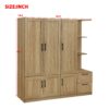 3 Door Storage Wardrobe For Dedroom With Shelves And 2 Drawers, Side Storage Shelves - Nature - Image 19