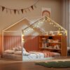 Full Size Bed House Frame With Shelves And Lights - White - Image 12