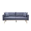 Easton - Linen Fabric Sofa Loveseat Chair Living Room Set With USB Charging Ports Pockets And Pillows (Set of 3) - Dark Gray - Image 4