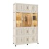 Portable Wardrobe Closet Storage Organizer With Magnetic Doors, Polypropylene - Cream White - Image 9