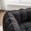 Soft Chenille Bean Bag Chair With High Resilient Foam For Living Room And Bedroom Comfortable Square Lazy Sofa With Footstool - Black - Image 13