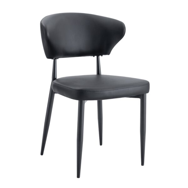 Minimalist Ergonomic Dining Chair With Curved Backrest In, (Set of 4) - Black