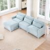 3 Seater Chenille Sofa With Movable Ottomans High Resilience Sponge Easy Install - Sky Blue - Image 18