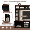 Wall Unit Entertainment Center With Bookshelves For TVs Up To 80", Modern TV Stand Media Console With Cabinets, Tempered Glass Doors And Adjustable Shelves For Living Room - Black - Image 6