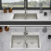 Topmount Drop In Double Bowl Kitchen Sink. 16 Gauge Stainless Steel - Brushed Nickel - Image 6