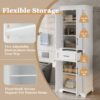 Freestanding Bathroom Vanity, Elegant Design With 4 Doors & 1 Drawer, Adjustable Shelves, Damping Hinges - White - Image 8