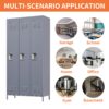 3 Door Lockers With Lock For Home, Gym, Office, School, And Garage - Gray - Image 5