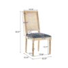 Elegant French Country Dining Chairs (Set of 6) With Cane Backrest & Upholstered Seats Solid Rubberwood Frame - Blue Gray - Image 3
