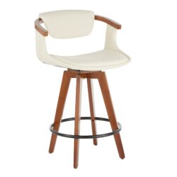 Oracle - Mid-Century Modern Counter Stool - Walnut / Cream