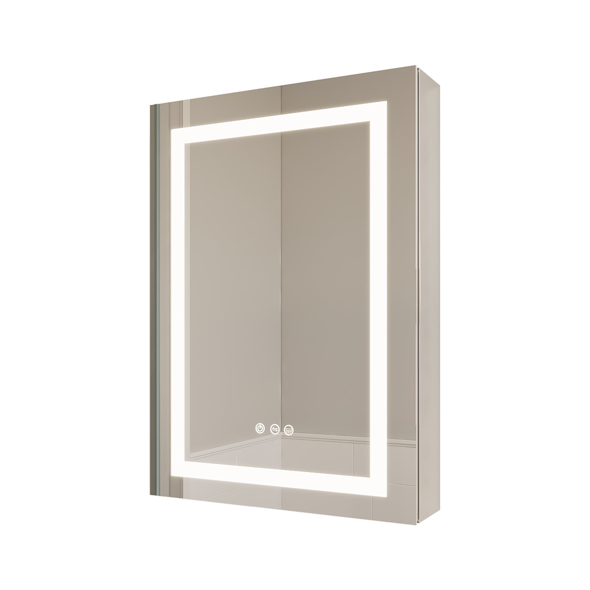 26" X 20" Bathroom Medicine Cabinet With LED Mirror, Anti-Fog, Waterproof, 3000K~6000K Single Door Lighted Bathroom Cabinet With Touch Swich, Dimmable, Recessed Or Surface Mount (Left Door) - Silver - Image 7
