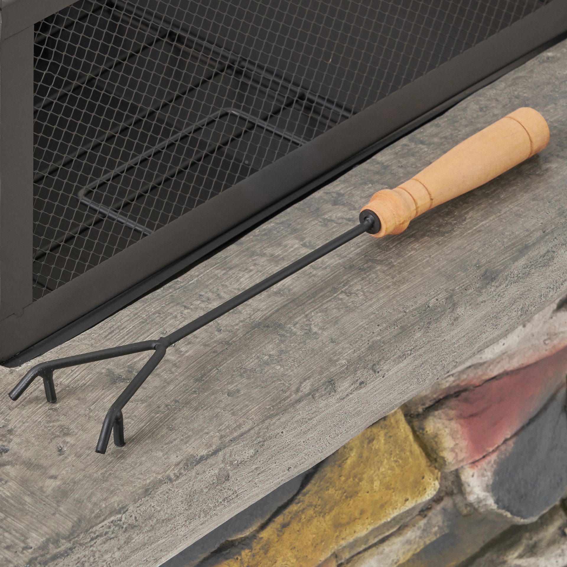 Outdoor Wood Bruning Magnesium Oxide Fire Pit With Lid - Stone Gray - Image 10