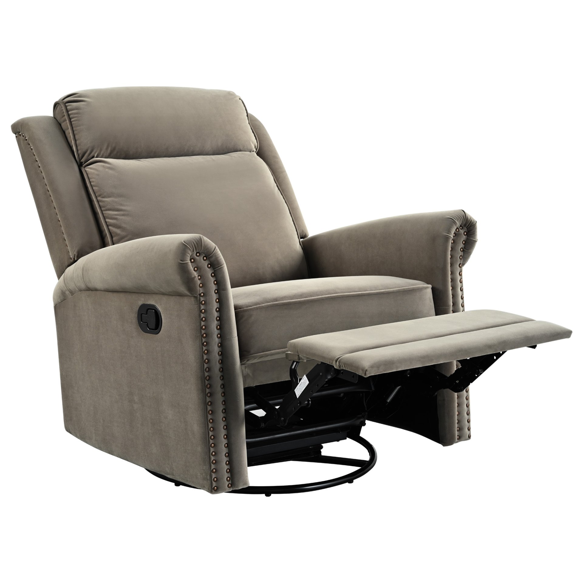 360 Degrees Swivel Recliner Manual Rocking With Adjustable Backrest For Living Room - Light Brown - Image 13