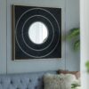 Square Carved Mirror With Pleated Design WithIron Frame, Neutral Colorway Wall Decor For Living Room Bathroom Entryway - Black - Image 13